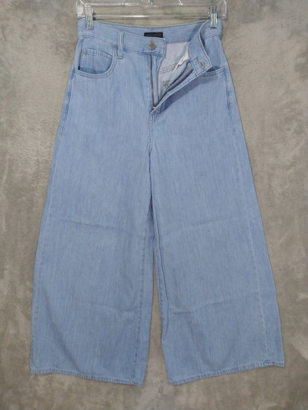 Uniqlo Jeans Womens 24 Blue Denim Super Wide Leg Baggy High Rise Light Wash